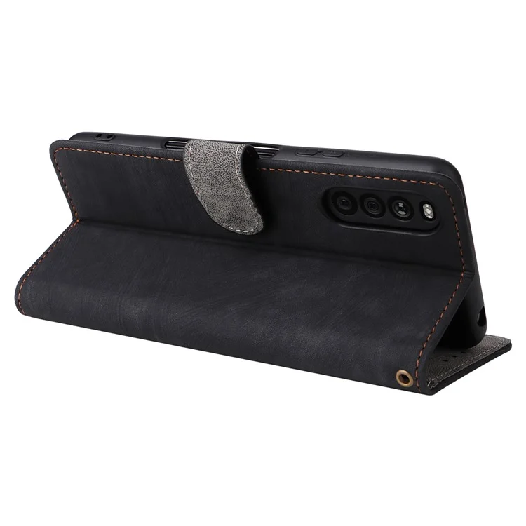 Per Sony Xperia 10 III 5G Cover Flip Custodia in Pelle con Portafoglio RFID Blocking - Nero