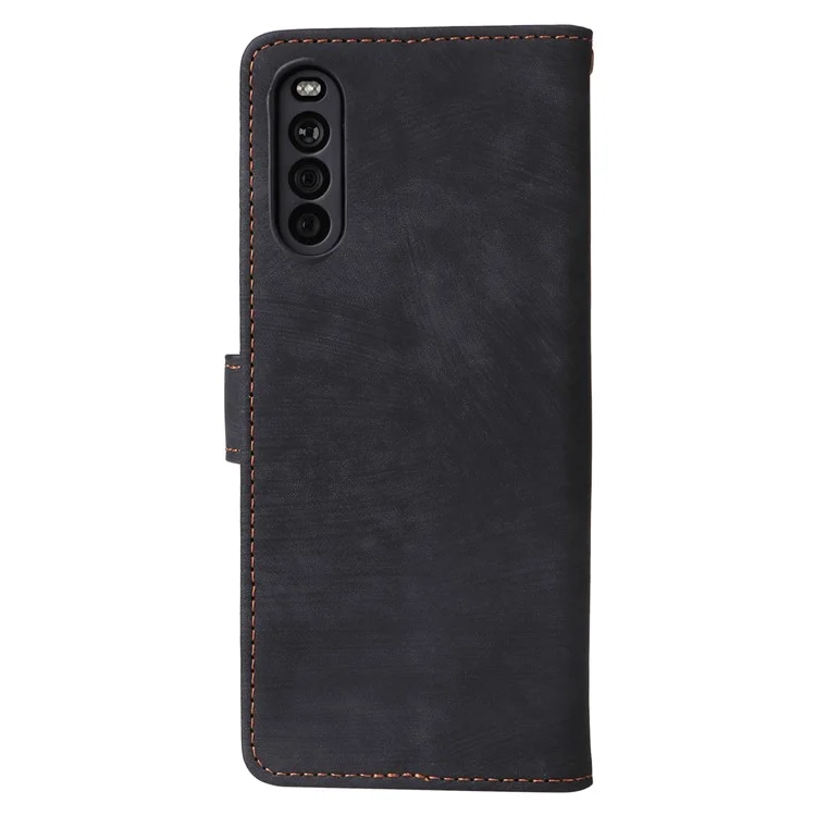 Per Sony Xperia 10 III 5G Cover Flip Custodia in Pelle con Portafoglio RFID Blocking - Nero