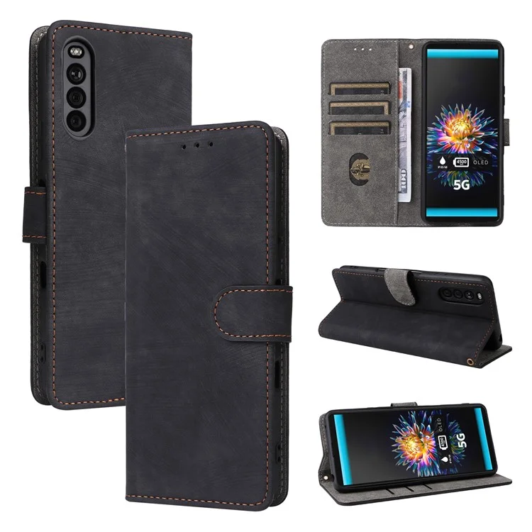 Per Sony Xperia 10 III 5G Cover Flip Custodia in Pelle con Portafoglio RFID Blocking - Nero