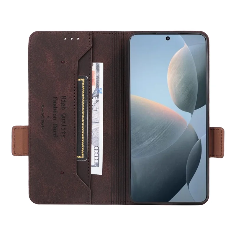 For Xiaomi Redmi K70E 5G / Poco X6 Pro 5G Leather Case Wallet Flip Phone Cover - Coffee
