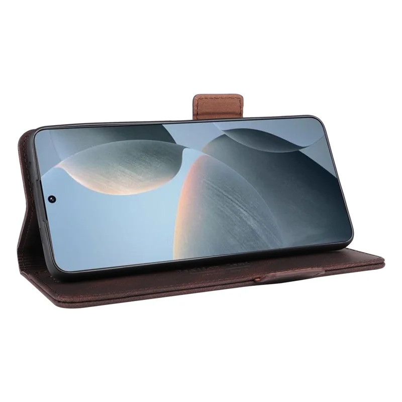 For Xiaomi Redmi K70E 5G / Poco X6 Pro 5G Leather Case Wallet Flip Phone Cover - Coffee