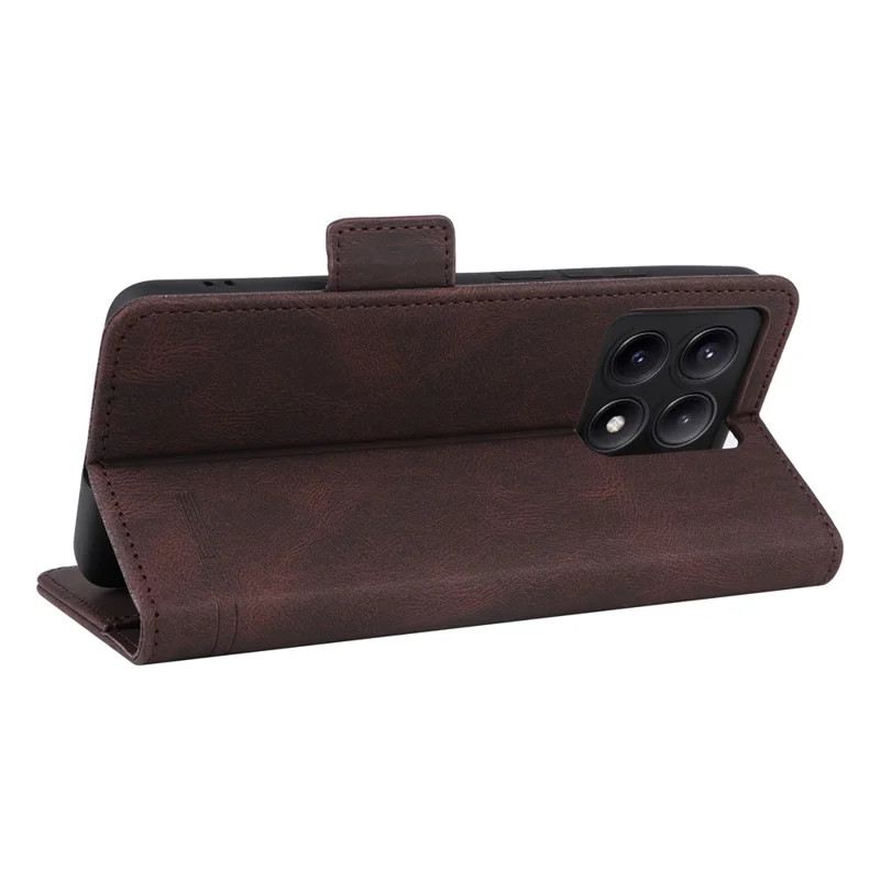 For Xiaomi Redmi K70E 5G / Poco X6 Pro 5G Leather Case Wallet Flip Phone Cover - Coffee