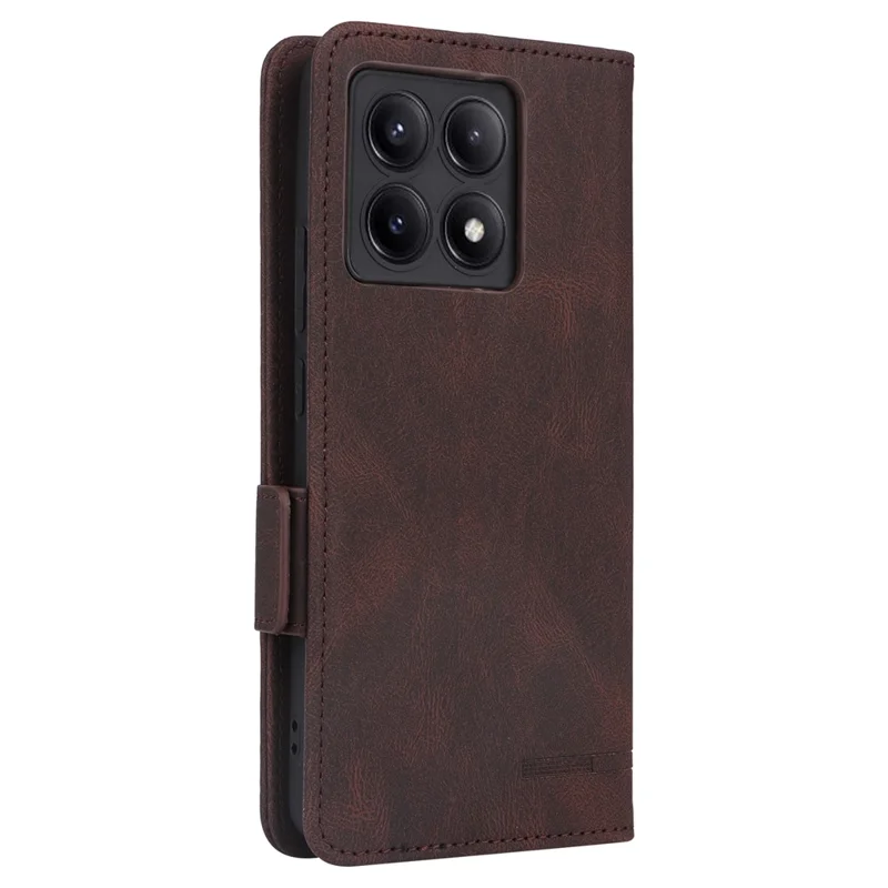 For Xiaomi Redmi K70E 5G / Poco X6 Pro 5G Leather Case Wallet Flip Phone Cover - Coffee