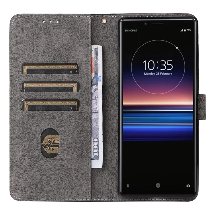 Per la Custodia in Pelle Bloccante Sony Xperia 1 RFID Con Copertina Del Portafoglio Telefonico - Nero