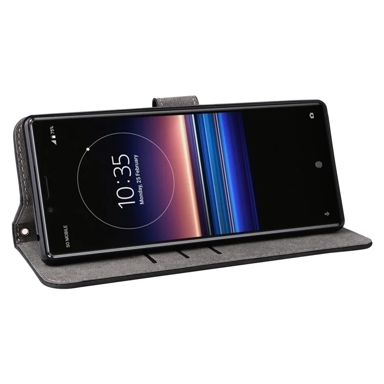 Para Sony Xperia 1 RFID Blocking Leather Case com Alça Capa de Carteira de Telefone - Preto