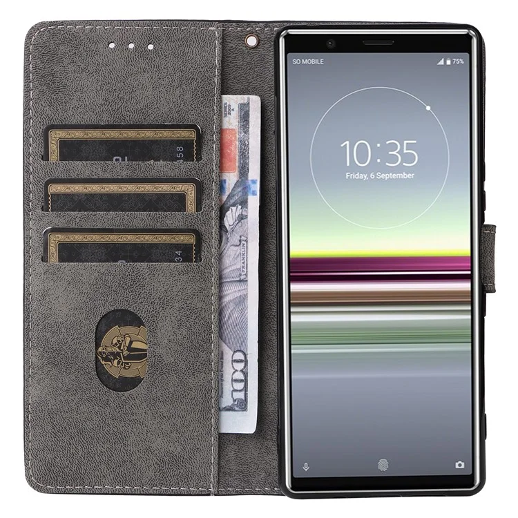 Pour Sony Xperia 5 Wallet Cell Phone Case RFID Blocking PU Leather Phone Stand Cover - Noir