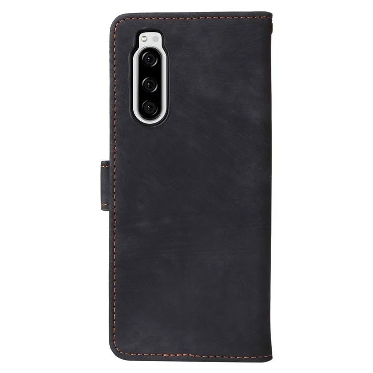 For Sony Xperia 5 Wallet Cell Phone Case RFID Blocking PU Leather Phone Stand Cover - Black