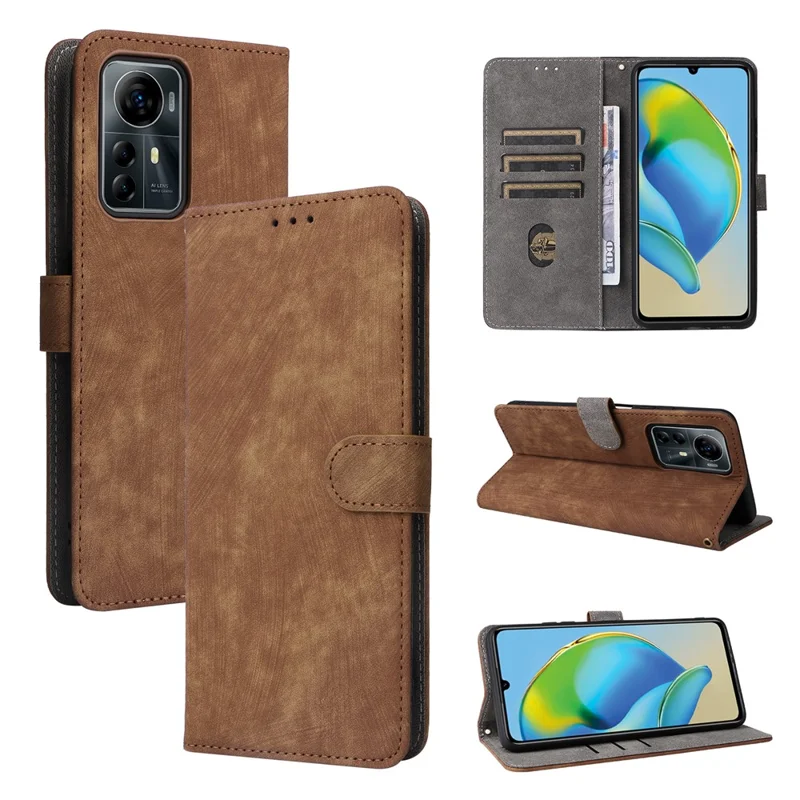 For ZTE Blade V41 Smart / Blade A72s / Optus X Max Case RFID Blocking Phone Wallet Cover - Brown