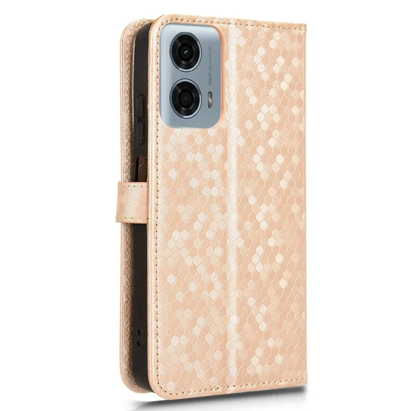 For Motorola Moto G Power (2024) Phone Case Dot Imprinted Wallet Flip Cover - Rose Gold