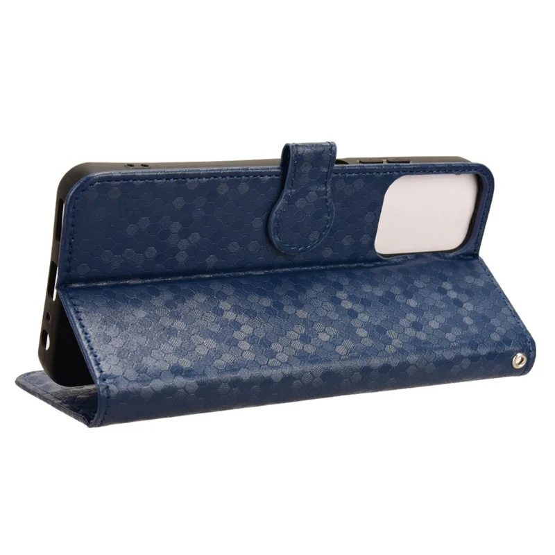 For Motorola Moto G Power (2024) Phone Case Dot Imprinted Wallet Flip Cover - Dark Blue