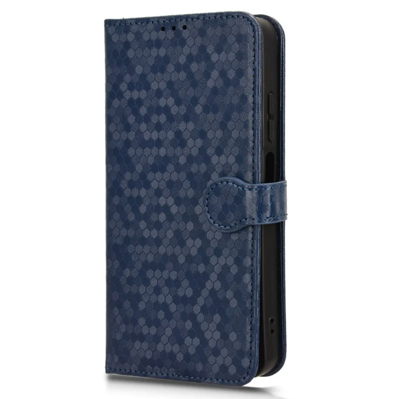 For Motorola Moto G Power (2024) Phone Case Dot Imprinted Wallet Flip Cover - Dark Blue