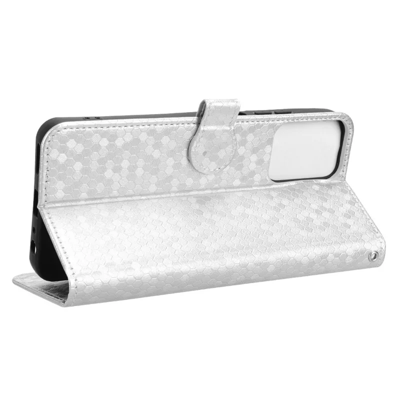 For Motorola Moto G Power (2024) Phone Case Dot Imprinted Wallet Flip Cover - Silver