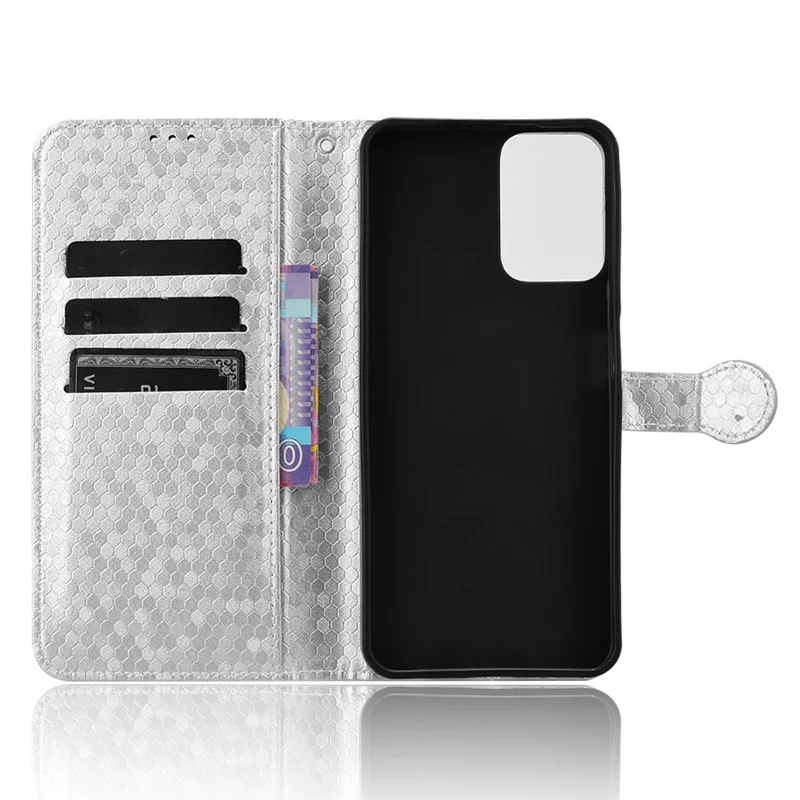 For Motorola Moto G Power (2024) Phone Case Dot Imprinted Wallet Flip Cover - Silver