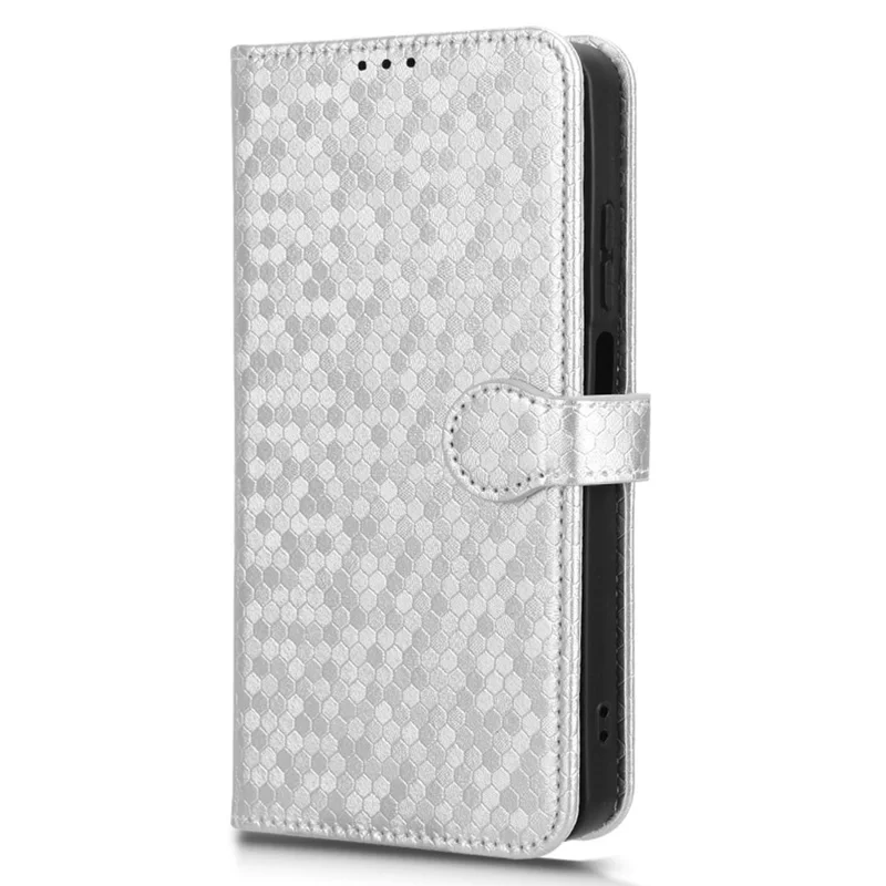 For Motorola Moto G Power (2024) Phone Case Dot Imprinted Wallet Flip Cover - Silver