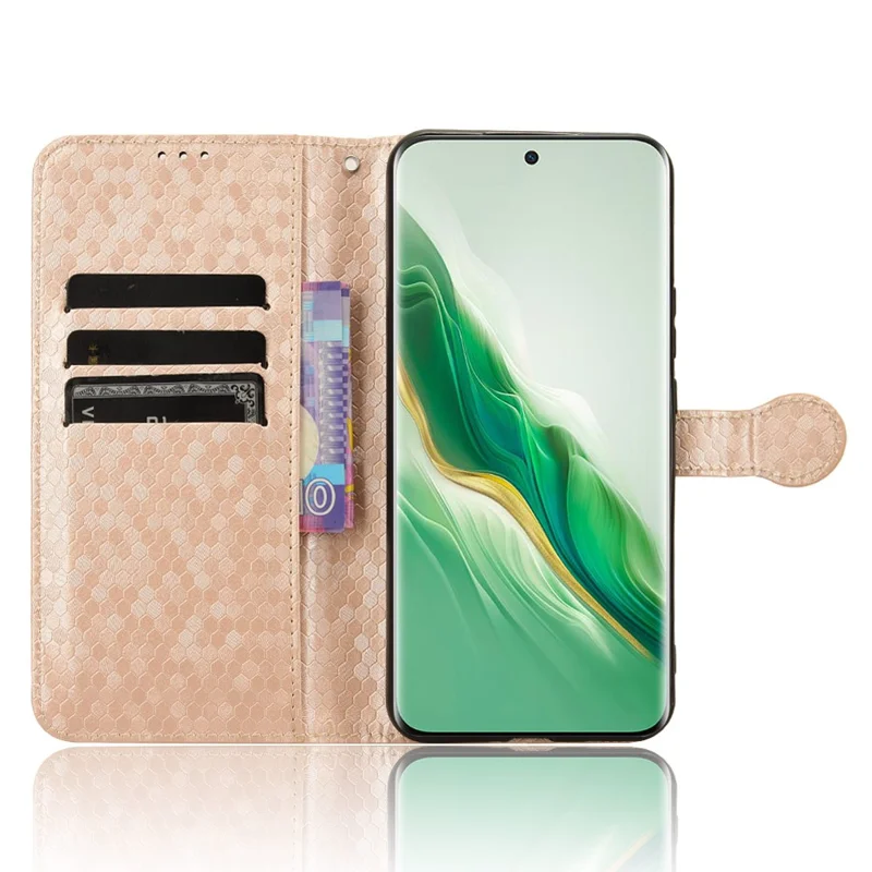 For Honor Magic6 5G Leather Case Dot Imprinted Phone Cover Wallet - Rose Gold