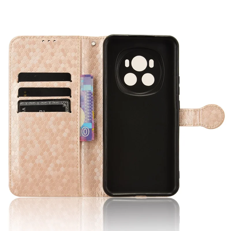 For Honor Magic6 5G Leather Case Dot Imprinted Phone Cover Wallet - Rose Gold