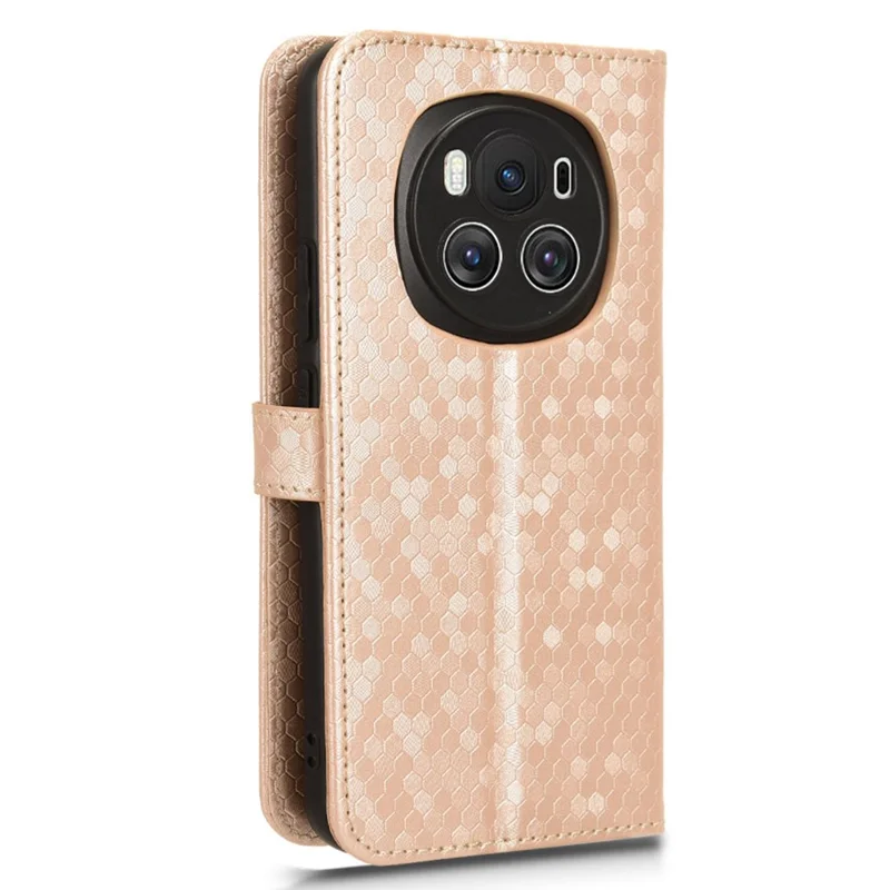 For Honor Magic6 5G Leather Case Dot Imprinted Phone Cover Wallet - Rose Gold