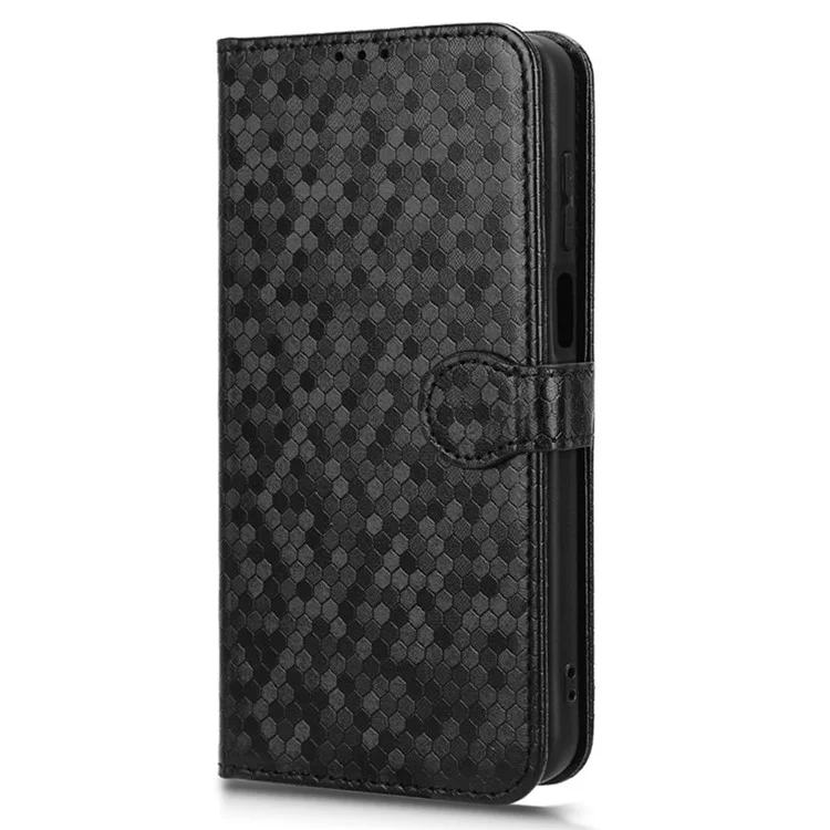 Pour Motorola Moto G Play (2024) 4G Coque Housse Portefeuille en Cuir PU Motif à Pois - Noir