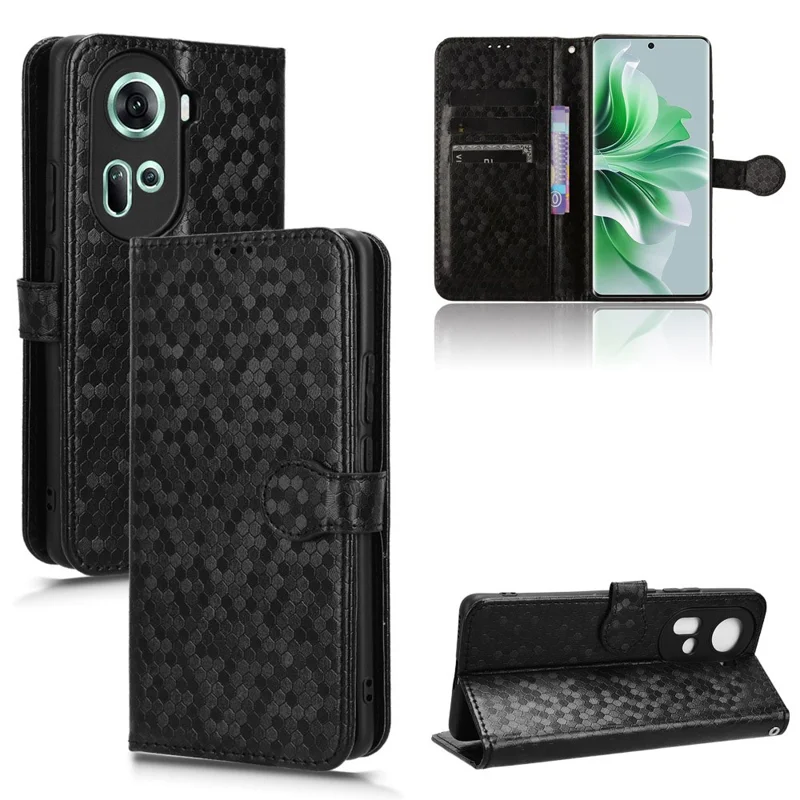 Per Oppo Reno11 5G (Global) Custodia Portafoglio in Pelle Flip Cover per Telefono - Nero