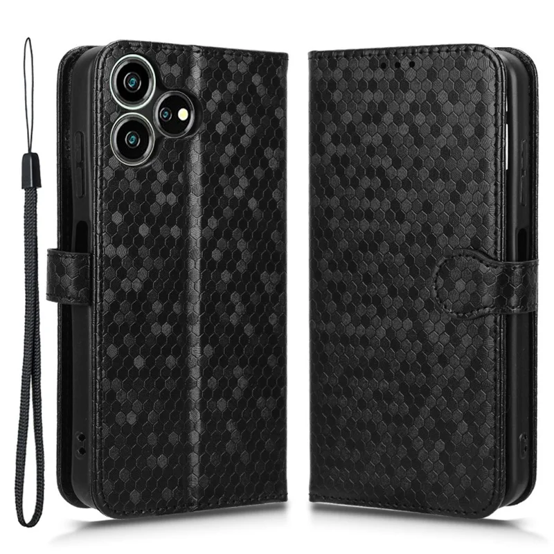 Pour ZTE Blade V50 Smart / Blade V50 Design 4G Étui en cuir à motif à pois Flip Phone Cover - Noir
