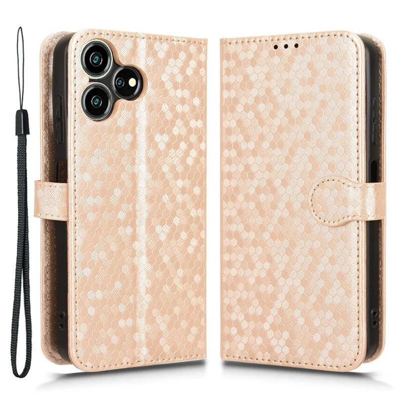 For ZTE Blade V50 Smart / Blade V50 Design 4G Leather Case Dot Imprinted Flip Phone Cover - Rose Gold
