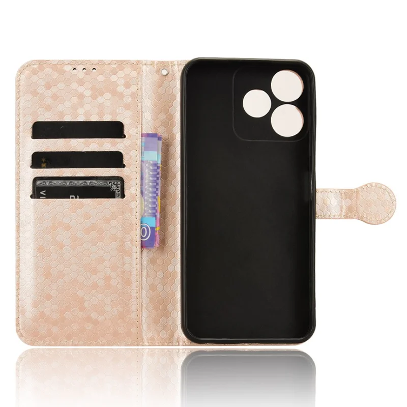 For ZTE Blade V50 Smart / Blade V50 Design 4G Leather Case Dot Imprinted Flip Phone Cover - Rose Gold