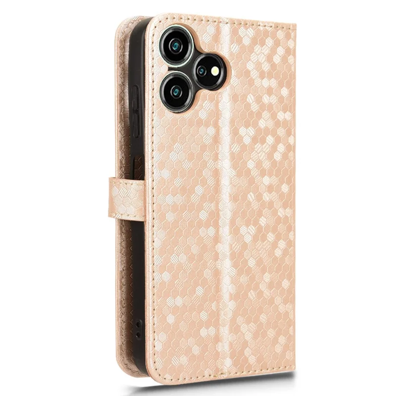 For ZTE Blade V50 Smart / Blade V50 Design 4G Leather Case Dot Imprinted Flip Phone Cover - Rose Gold