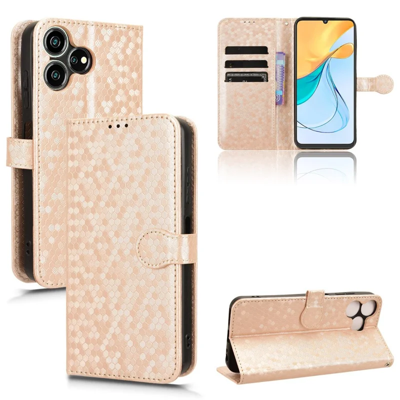 For ZTE Blade V50 Smart / Blade V50 Design 4G Leather Case Dot Imprinted Flip Phone Cover - Rose Gold
