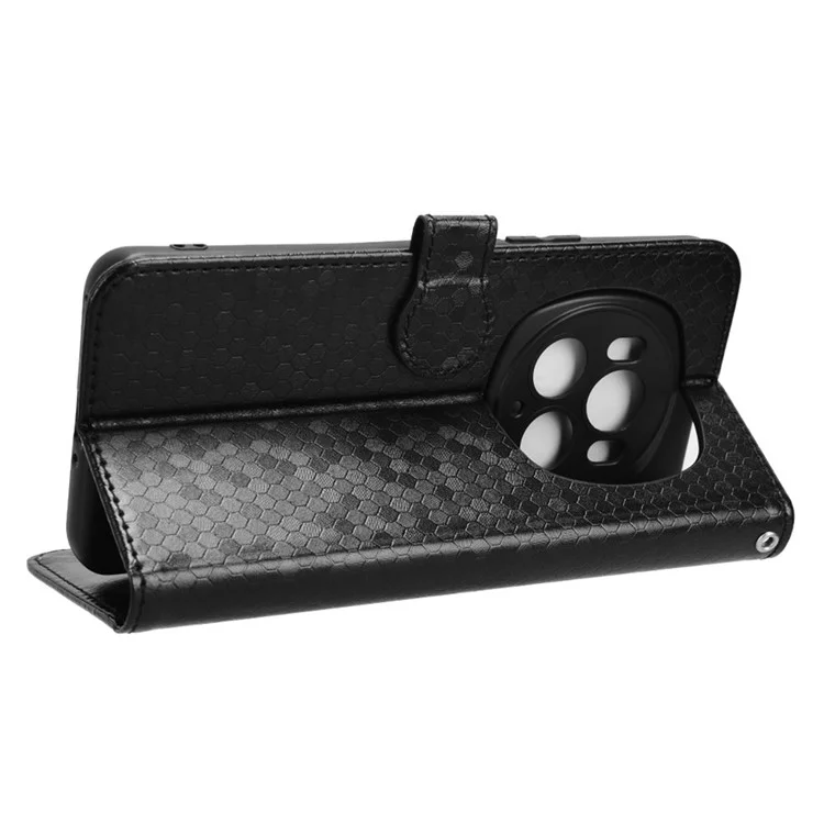 Étui For Honor Magic6 Pro 5G Dot Imprinted PU Leather Cover avec Portefeuille - Noir