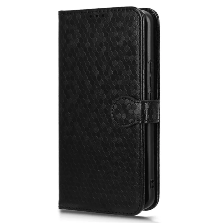 Étui For Honor Magic6 Pro 5G Dot Imprinted PU Leather Cover avec Portefeuille - Noir