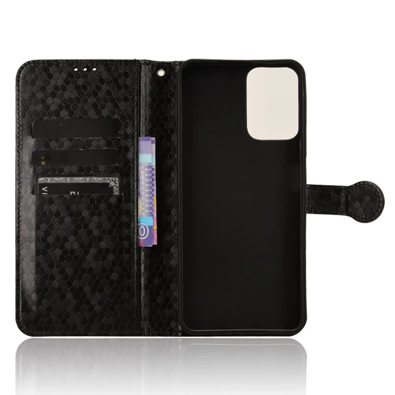 Für Motorola Moto G45 5G / G34 5G Flip Leder Hülle Geldbörsen Cover Punktmuster geprägt - Schwarz
