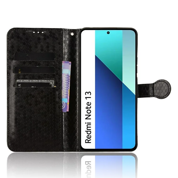 Para Xiaomi Redmi Note 13 4G Funda Flip Phone Wallet Leather Stand Cover - Negro