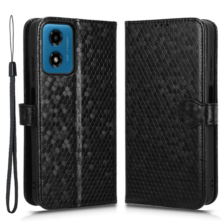 Для Motorola Moto E14 4G / G04 4G / G04s 4G / G24 4G Wallet Case Dot Pattern Imprinted Leather Cover - Черный
