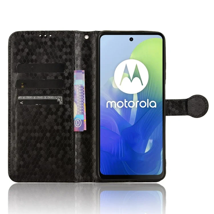Для Motorola Moto E14 4G / G04 4G / G04s 4G / G24 4G Wallet Case Dot Pattern Imprinted Leather Cover - Черный