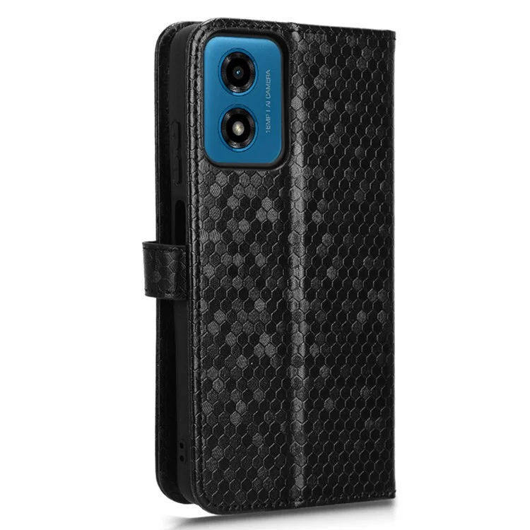 Для Motorola Moto E14 4G / G04 4G / G04s 4G / G24 4G Wallet Case Dot Pattern Imprinted Leather Cover - Черный