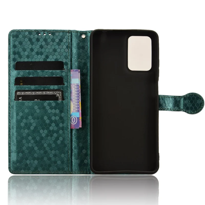 For Motorola Moto E14 4G / G04 4G / G04s 4G / G24 4G Wallet Case Dot Pattern Imprinted Leather Cover - Green