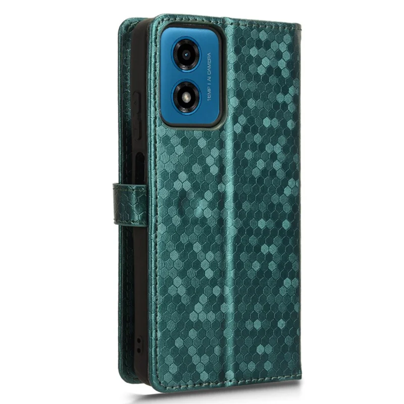 For Motorola Moto E14 4G / G04 4G / G04s 4G / G24 4G Wallet Case Dot Pattern Imprinted Leather Cover - Green