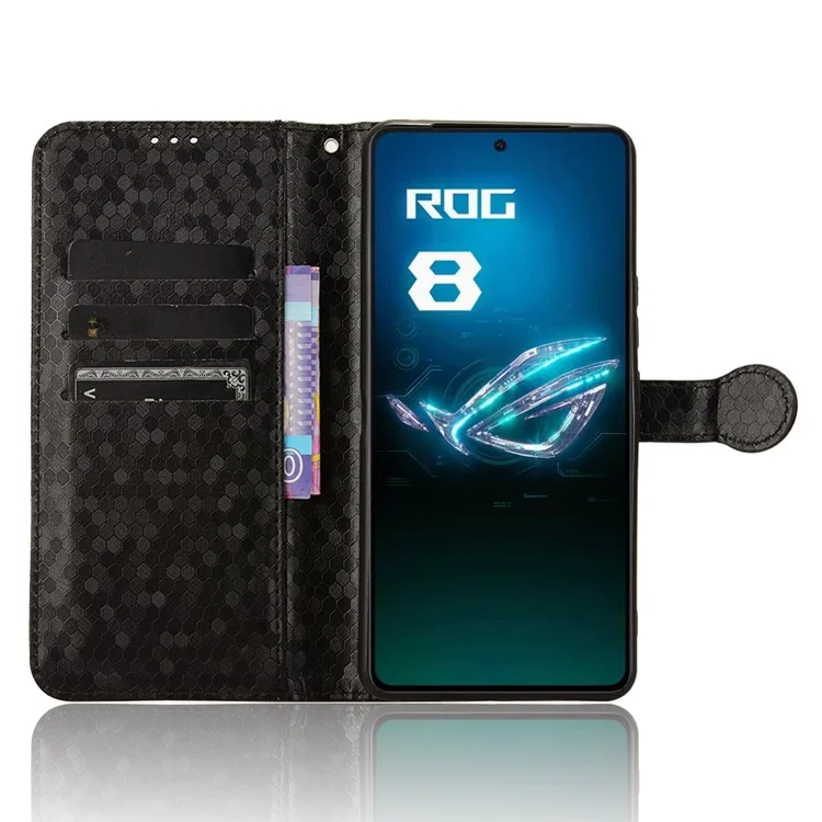 Para Asus ROG Phone 8 Pro 5G / 8 5G Capa de Carteira de Telefone Padrão Pontilhado em Couro PU - Preto