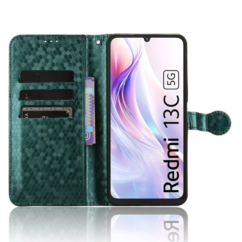 For Xiaomi Redmi 13C 4G / 13C 5G / Poco C65 4G / Poco M6 5G / 13R 5G Case Wallet Leather Flip Cover - Green