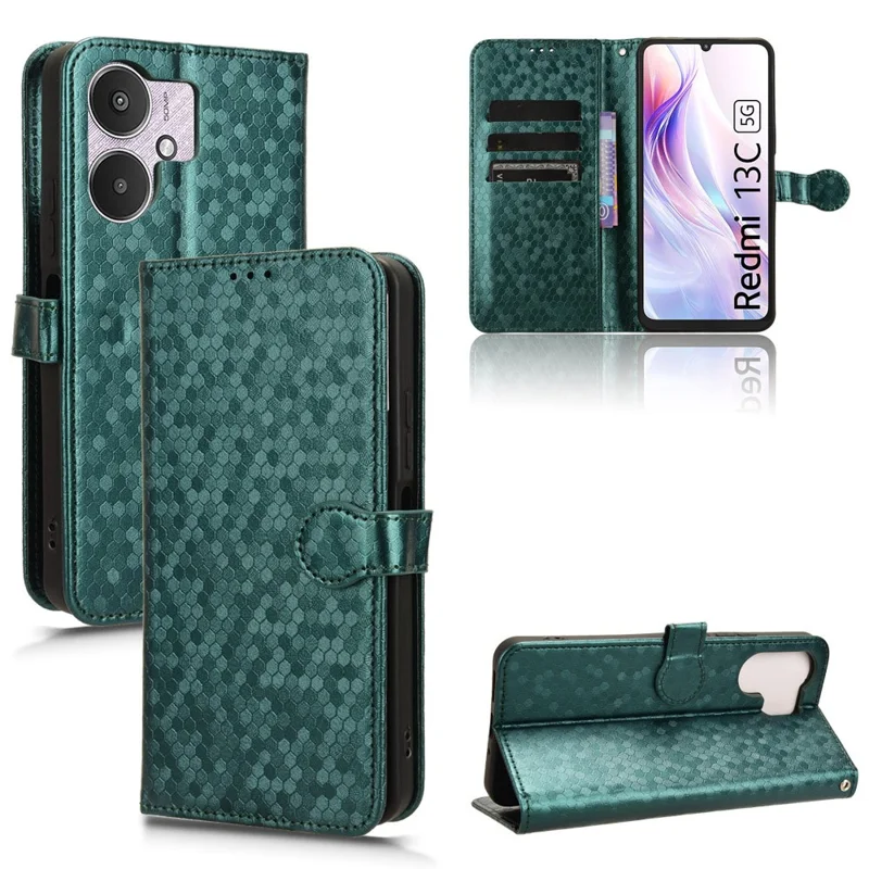 For Xiaomi Redmi 13C 4G / 13C 5G / Poco C65 4G / Poco M6 5G / 13R 5G Case Wallet Leather Flip Cover - Green