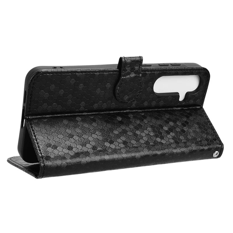 Voor Samsung Galaxy A55 5G hoesje met stippenpatroon Leerachtige cover met portemonnee - Zwart