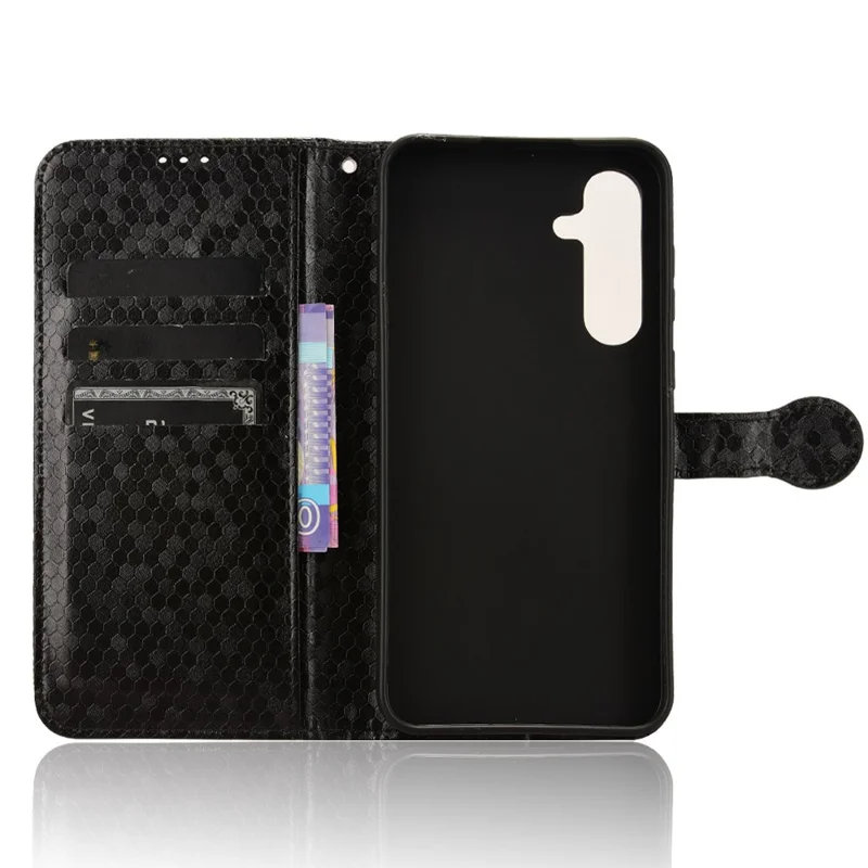 Voor Samsung Galaxy A55 5G hoesje met stippenpatroon Leerachtige cover met portemonnee - Zwart