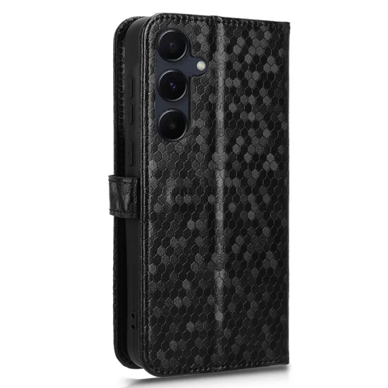 Voor Samsung Galaxy A55 5G hoesje met stippenpatroon Leerachtige cover met portemonnee - Zwart