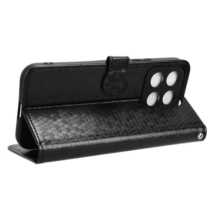 For Honor X8b 4G Case Dot Pattern Imprinted Leather Phone Wallet Cover - Black