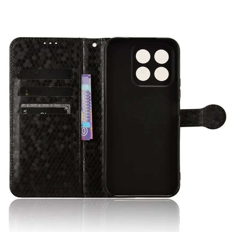 For Honor X8b 4G Case Dot Pattern Imprinted Leather Phone Wallet Cover - Black