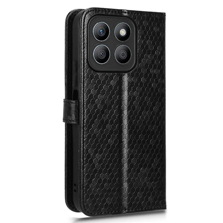 For Honor X8b 4G Case Dot Pattern Imprinted Leather Phone Wallet Cover - Black