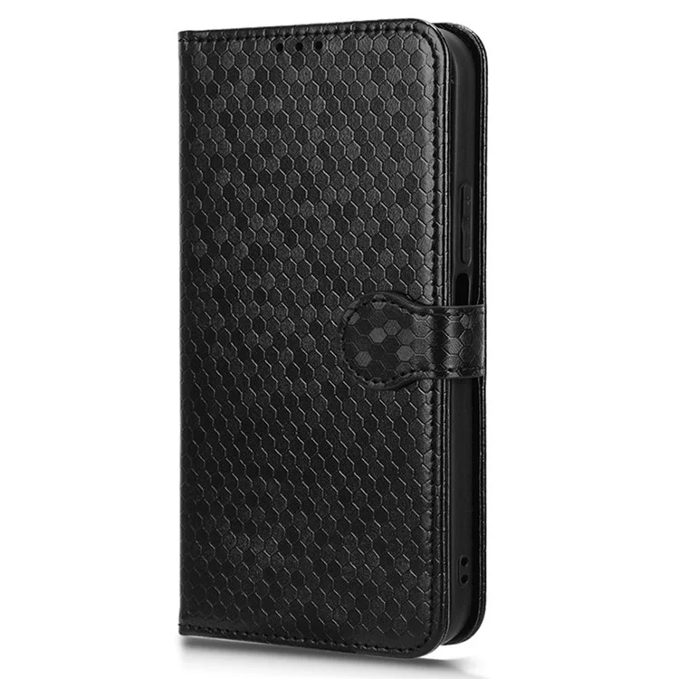 For Honor X8b 4G Case Dot Pattern Imprinted Leather Phone Wallet Cover - Black