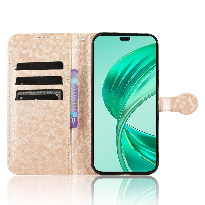 For Honor X8b 4G Case Dot Pattern Imprinted Leather Phone Wallet Cover - Rose Gold