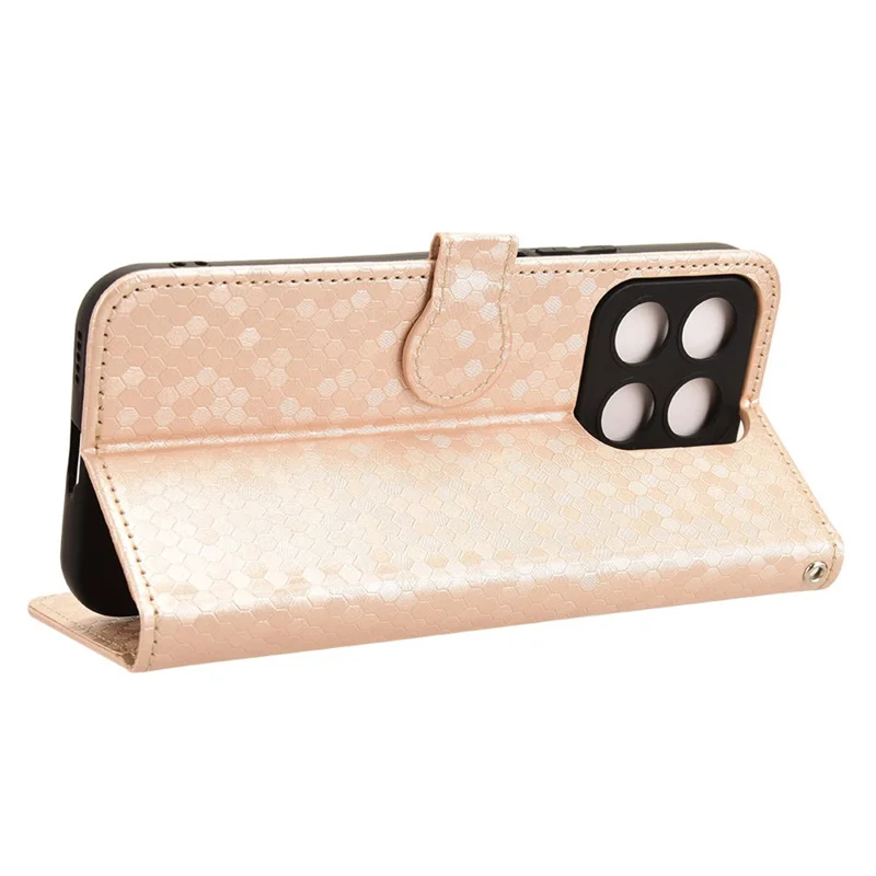 For Honor X8b 4G Case Dot Pattern Imprinted Leather Phone Wallet Cover - Rose Gold