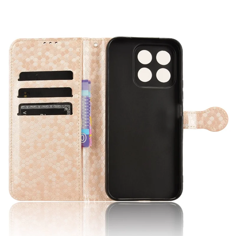 For Honor X8b 4G Case Dot Pattern Imprinted Leather Phone Wallet Cover - Rose Gold